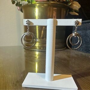 Silver Hoop Earrings with Floral Detail